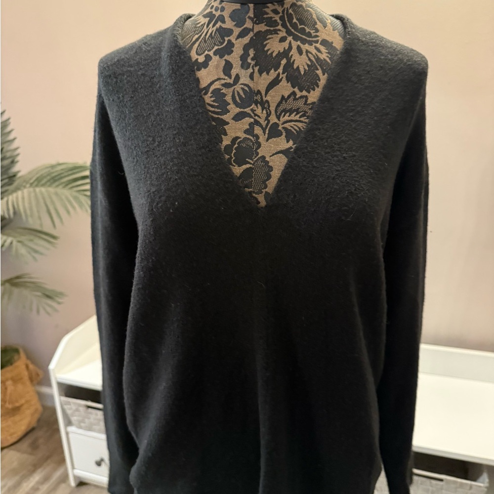 Elegant Black V-Neck Sweater soft comfy